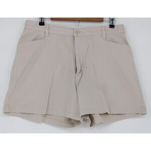 Lee Khakis Shorts Womens 16 Khaki Beige Stretch Pleated Chino Zip Fly Pockets